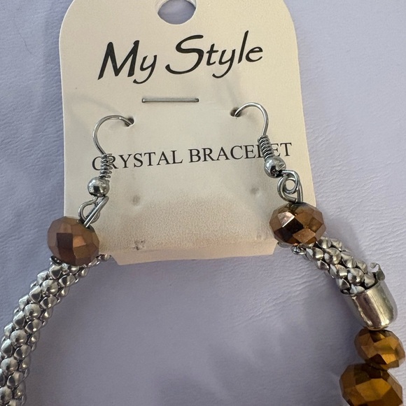 My Style Stretch Beaded Crystal Bracelet and Earrings - Picture 3 of 4